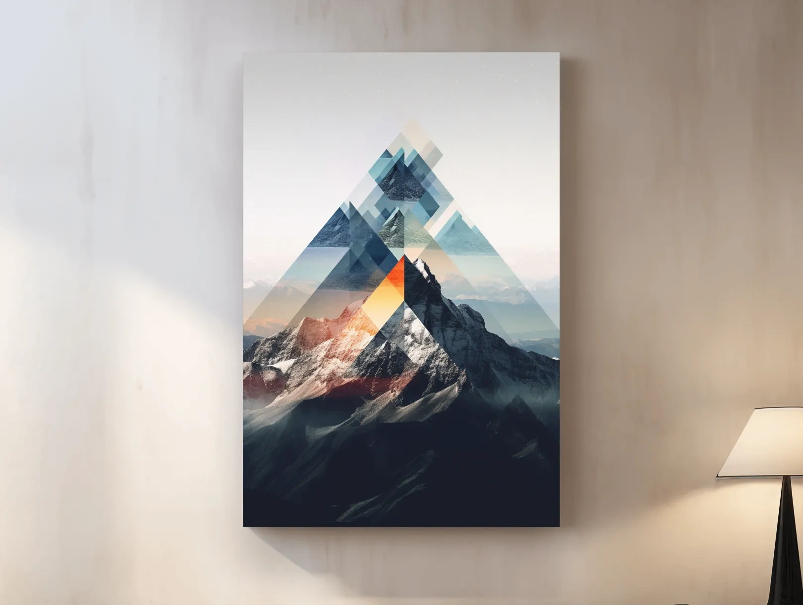 Geometric Abstract Mountain Peak Collage - Minimalist Landscape Artwork