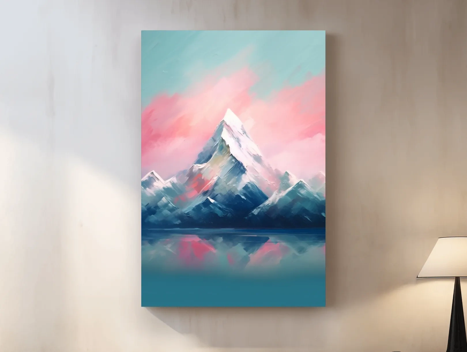 Pastel Alpine Peak Painting - Impressionism Watercolor Mountain Wall Art
