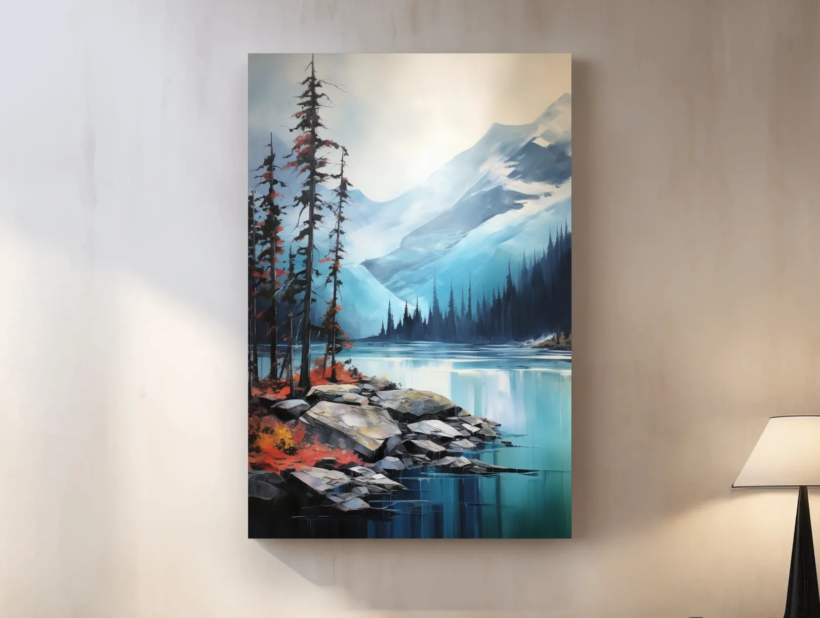 Turquoise Alpine Lake And Mountain Watercolor - Serene Forest Wall Art
