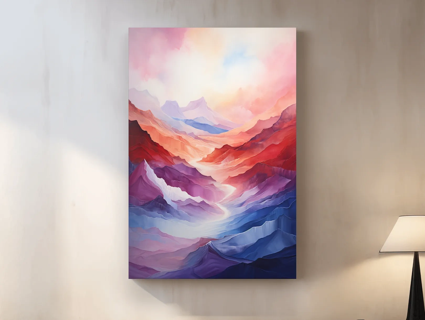 Abstract art, colourful mountainous valley
