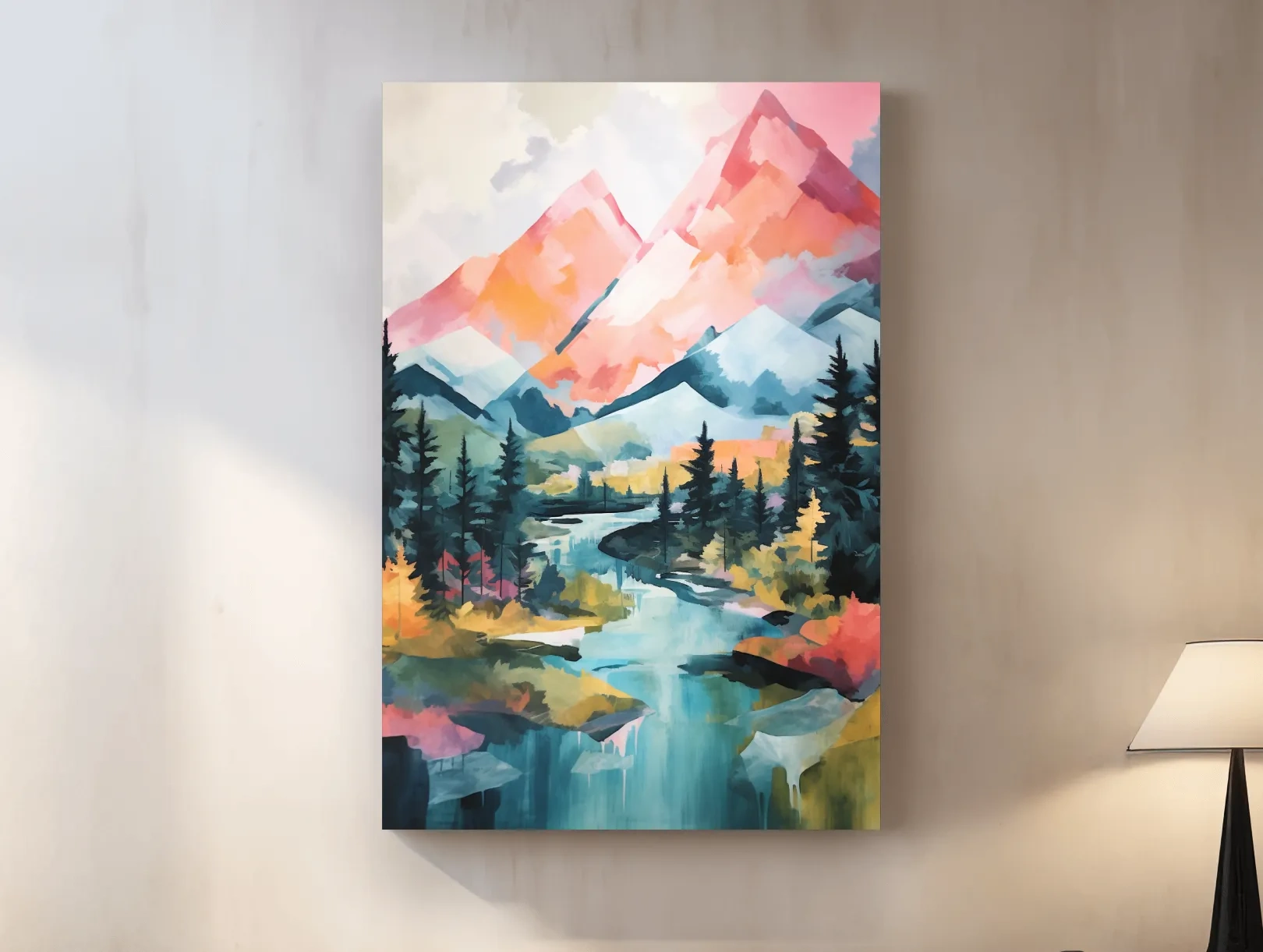 Colourful mountain painting artwork