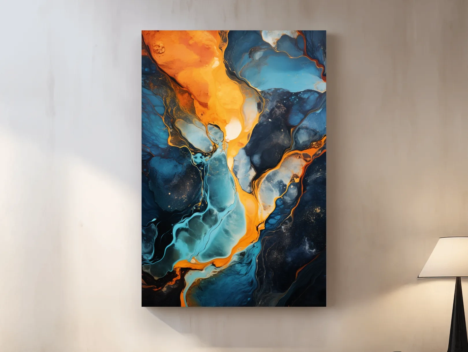 Vibrant Fluid River Abstract Painting - Alcohol Ink Style Wall Art