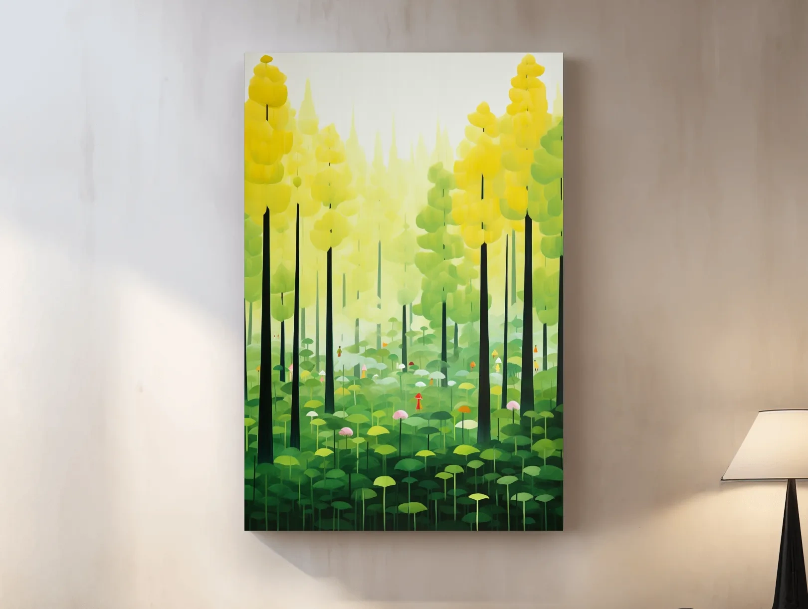 Whimsical Colorful Forest Painting - Surreal Botanical Wall Art