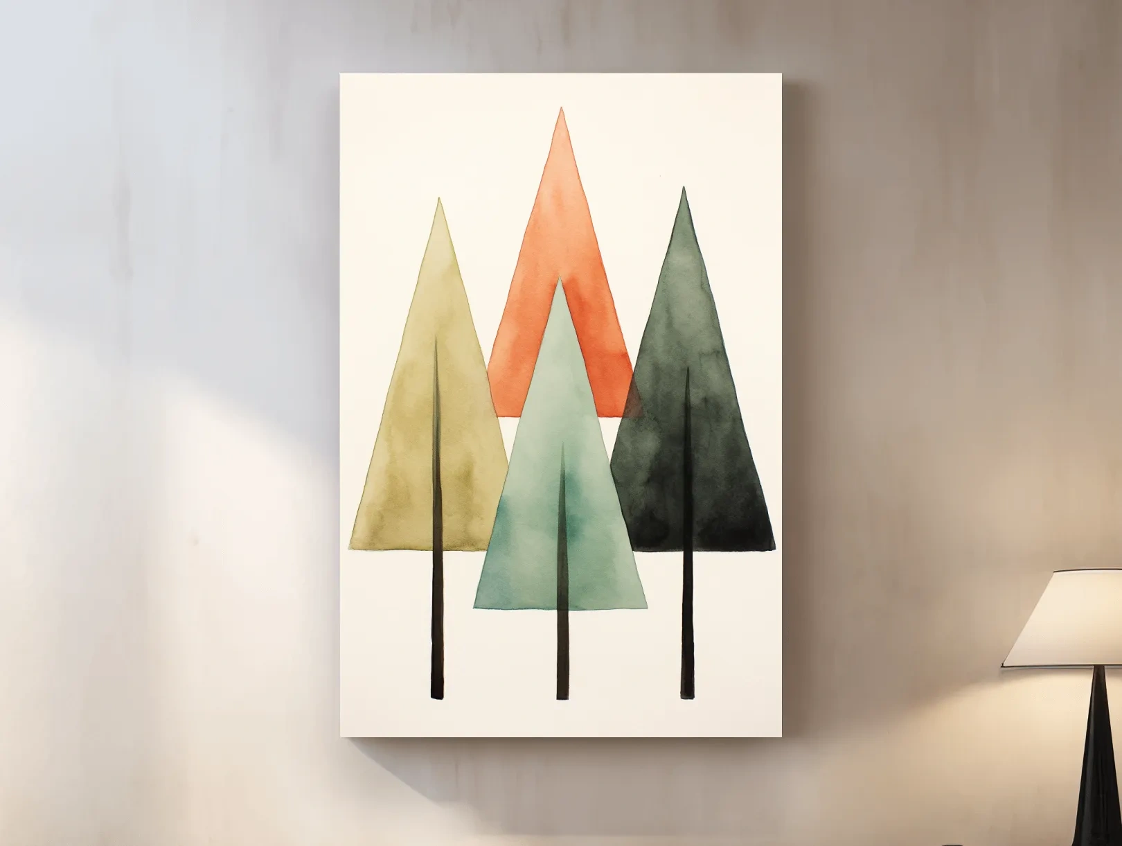 Minimalist Watercolor Pine Tree Trio - Scandinavian Forest Wall Art