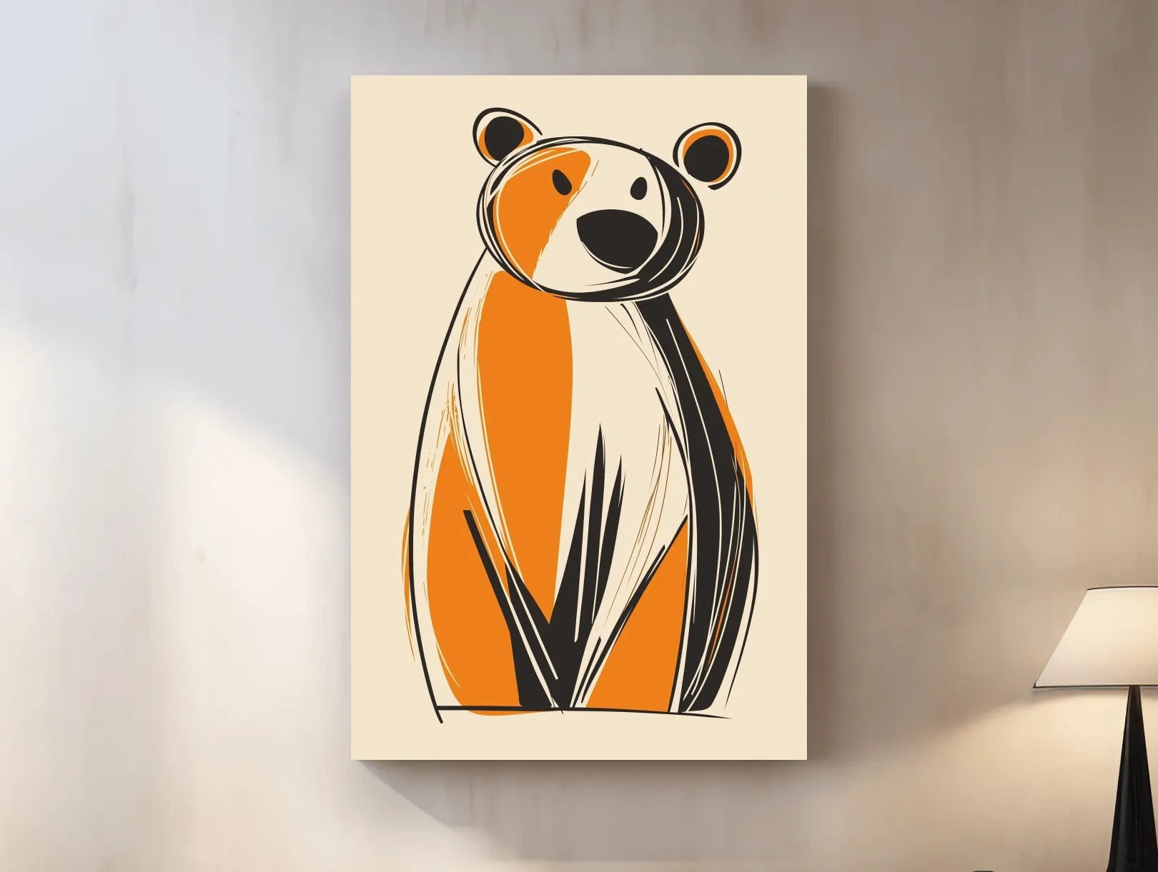 Fun caricature print of a cartoon bear