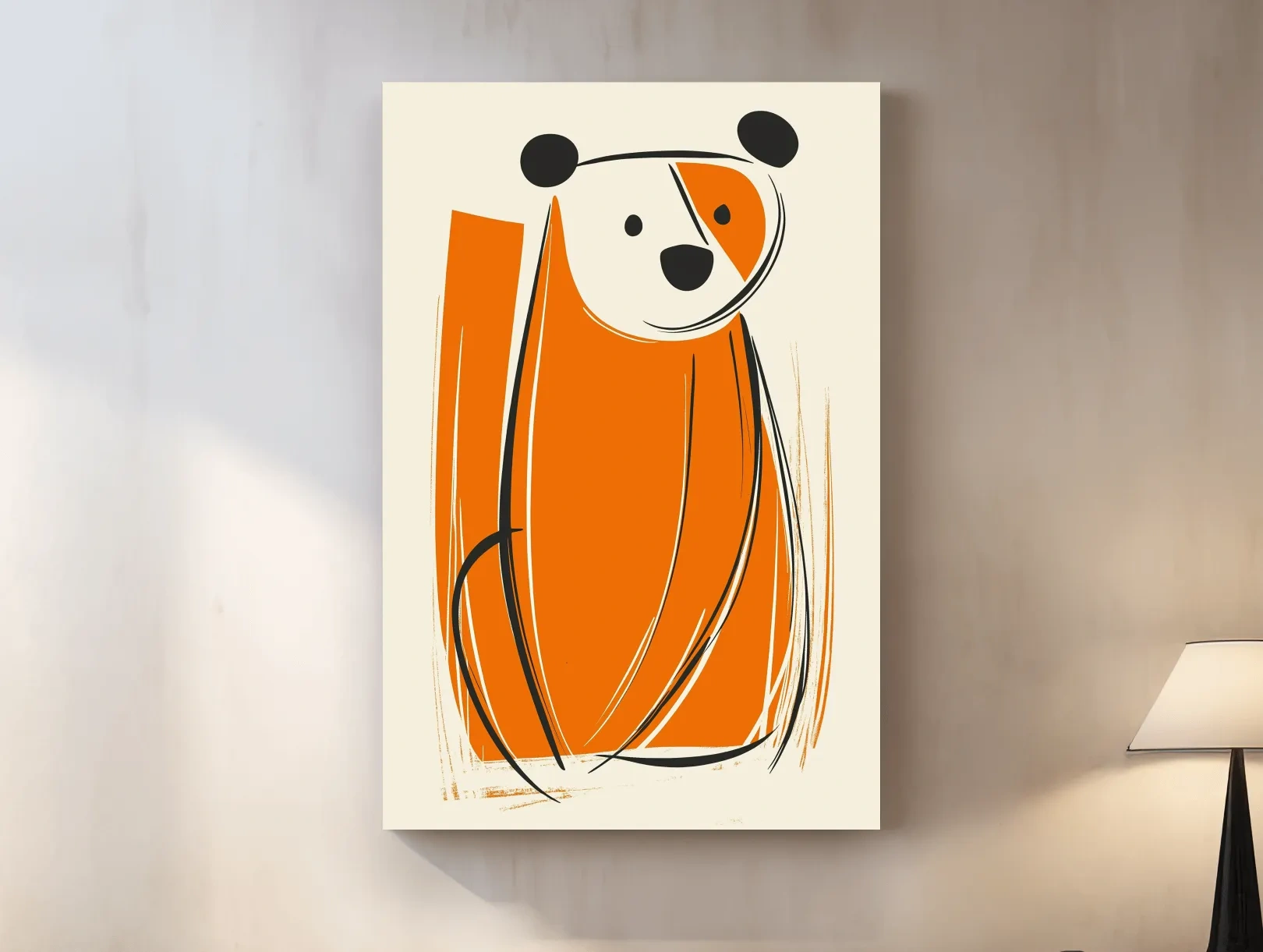 Minimalist Bear Caricature Illustration - Modern Nursery Wall Art