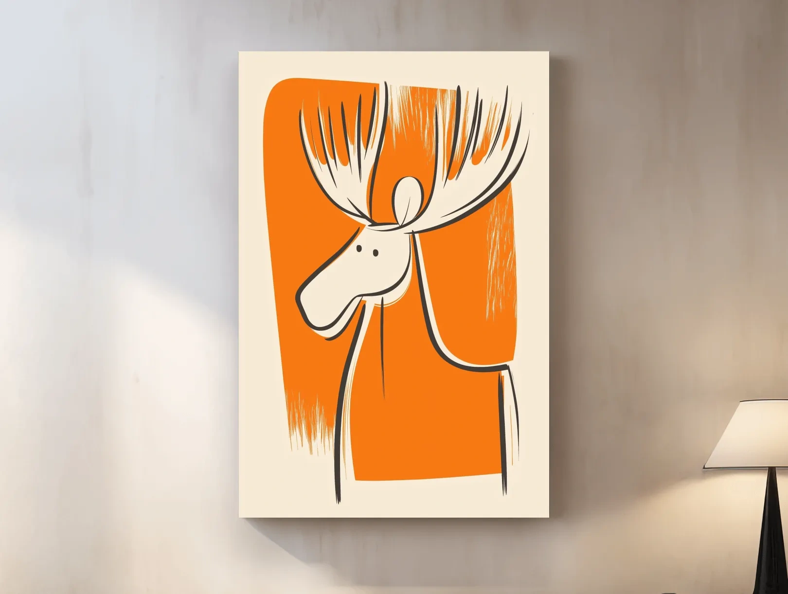 Minimalist Caricature Moose Illustration - Cartoon Wildlife Wall Art