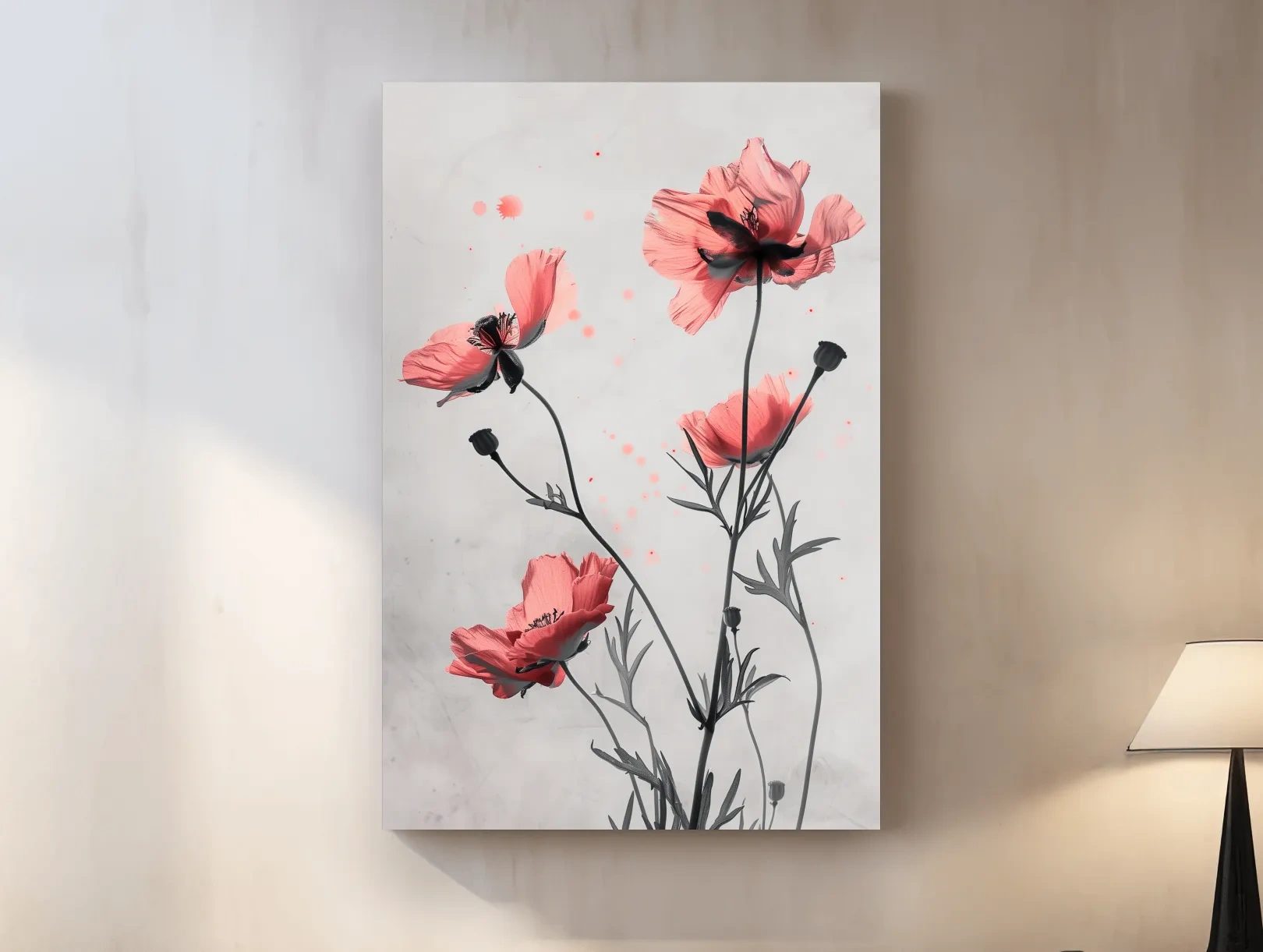 Poppy Flowers Watercolor Illustration - Minimalist Botanical Wall Art