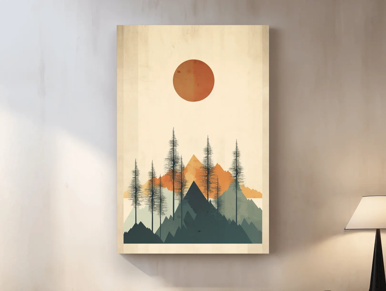 Minimalist Mountain Landscape Illustration - Modern Scandinavian Wall Art