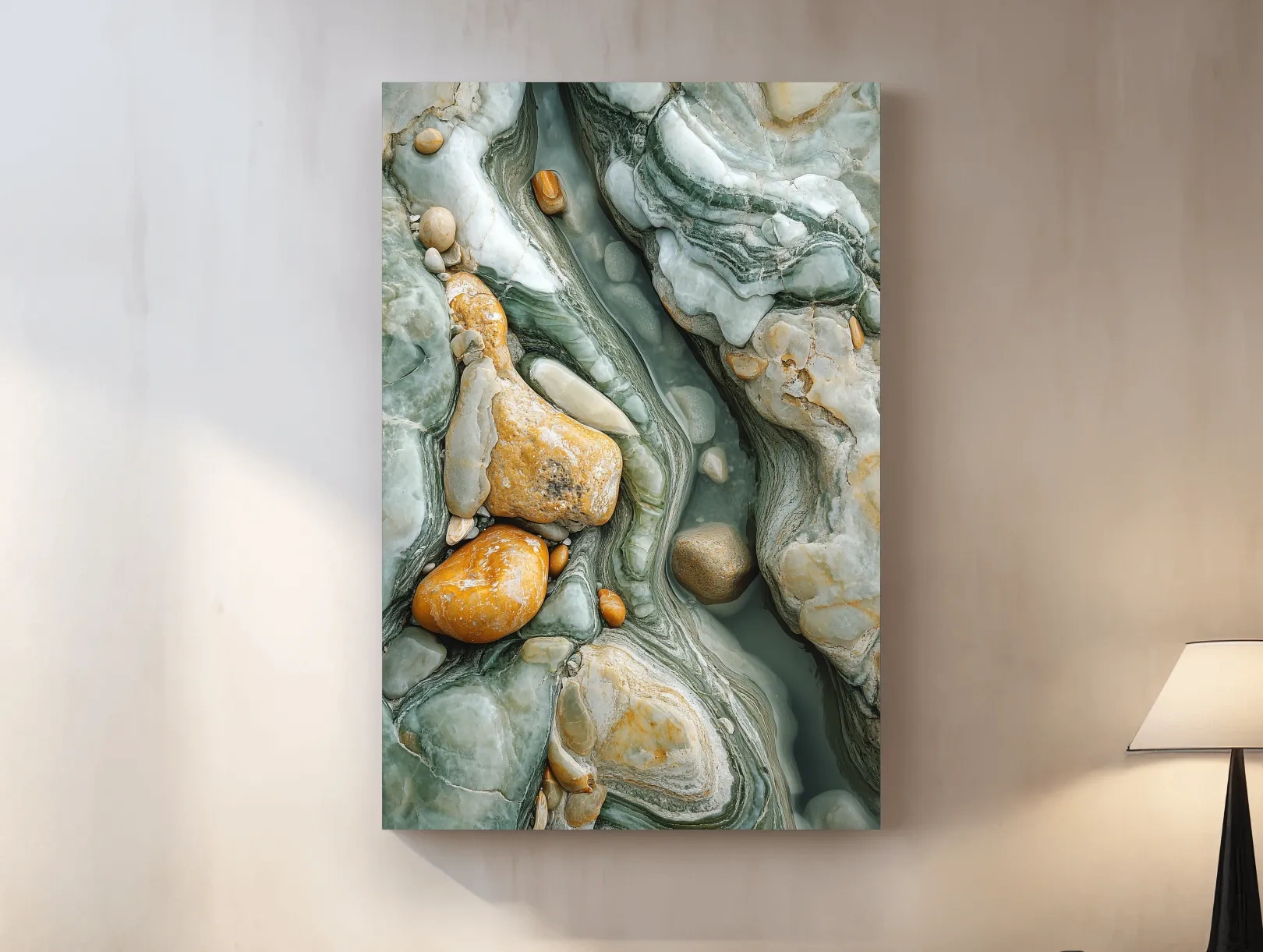 Abstract Agate Stone Riverbed Texture - Marble Geological Wall Art