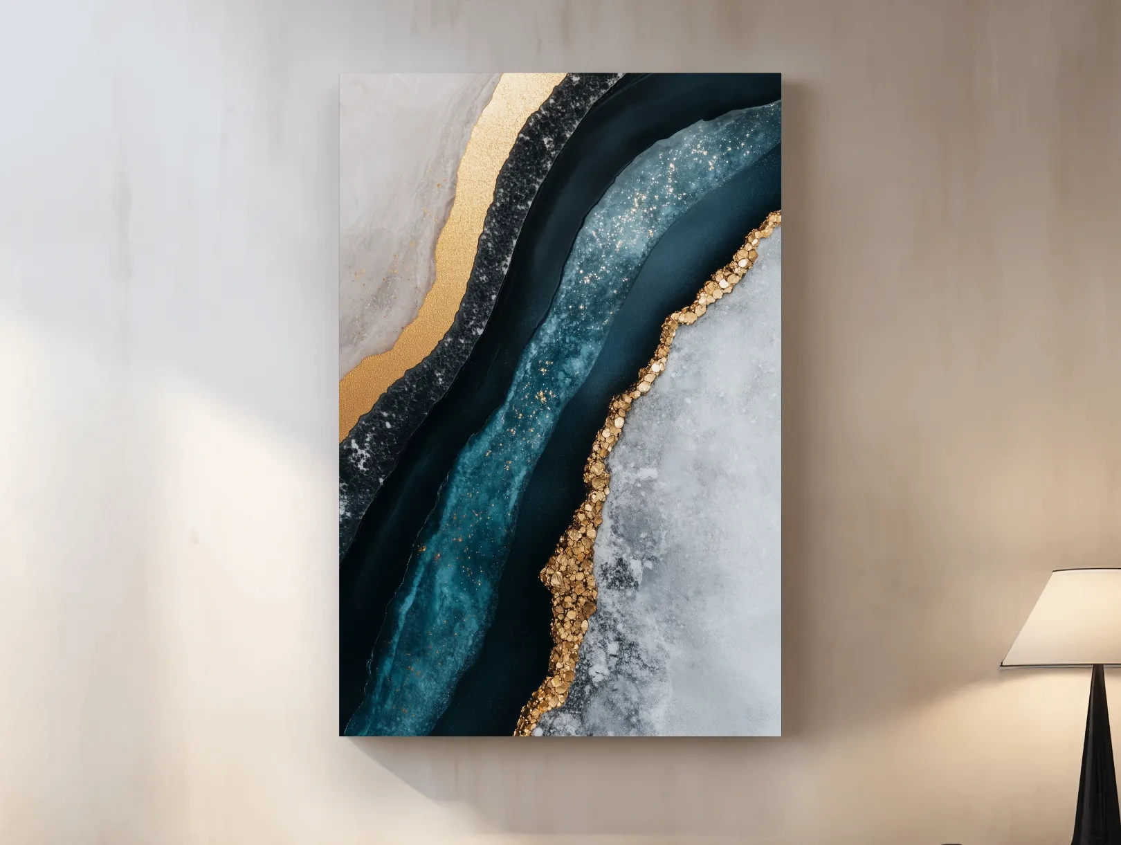 Elegant Gold Natural Geode Abstract - Modern Resin Style Wall Art