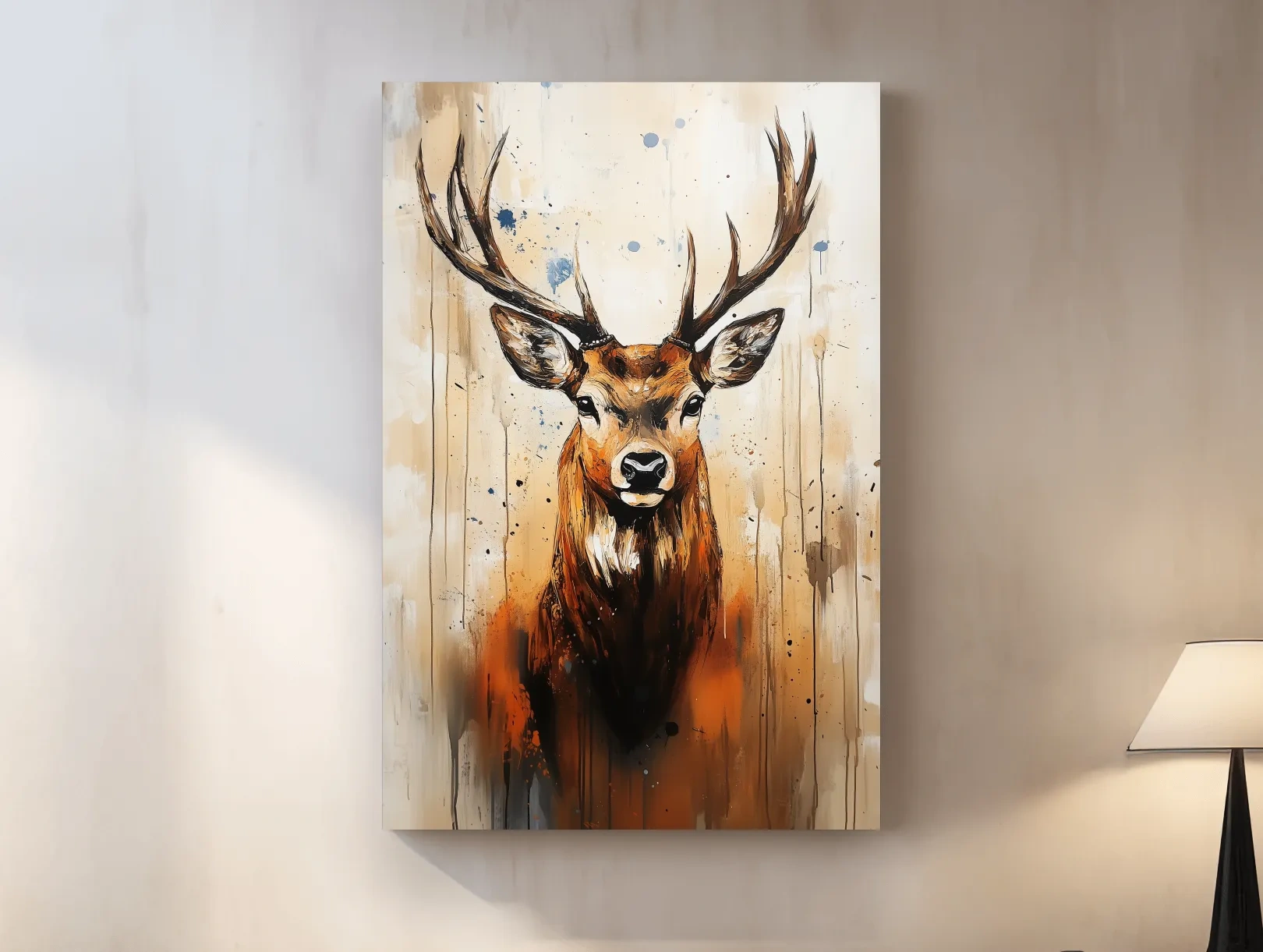 Impasto Style Deer Stag Portrait - Rustic Wildlife Wall Art