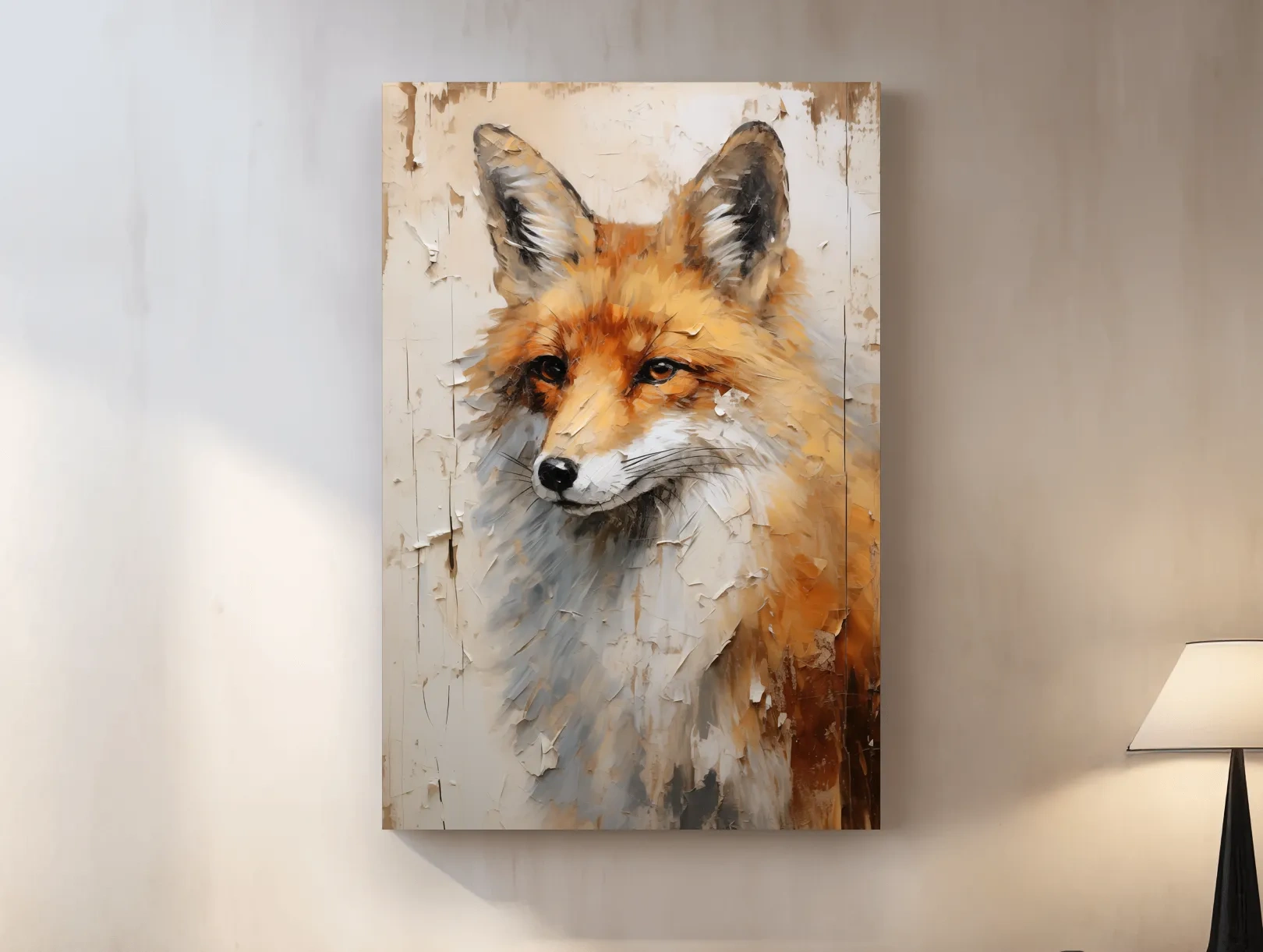 Fox Portrait Painting - Rustic Wildlife Wall Art Print