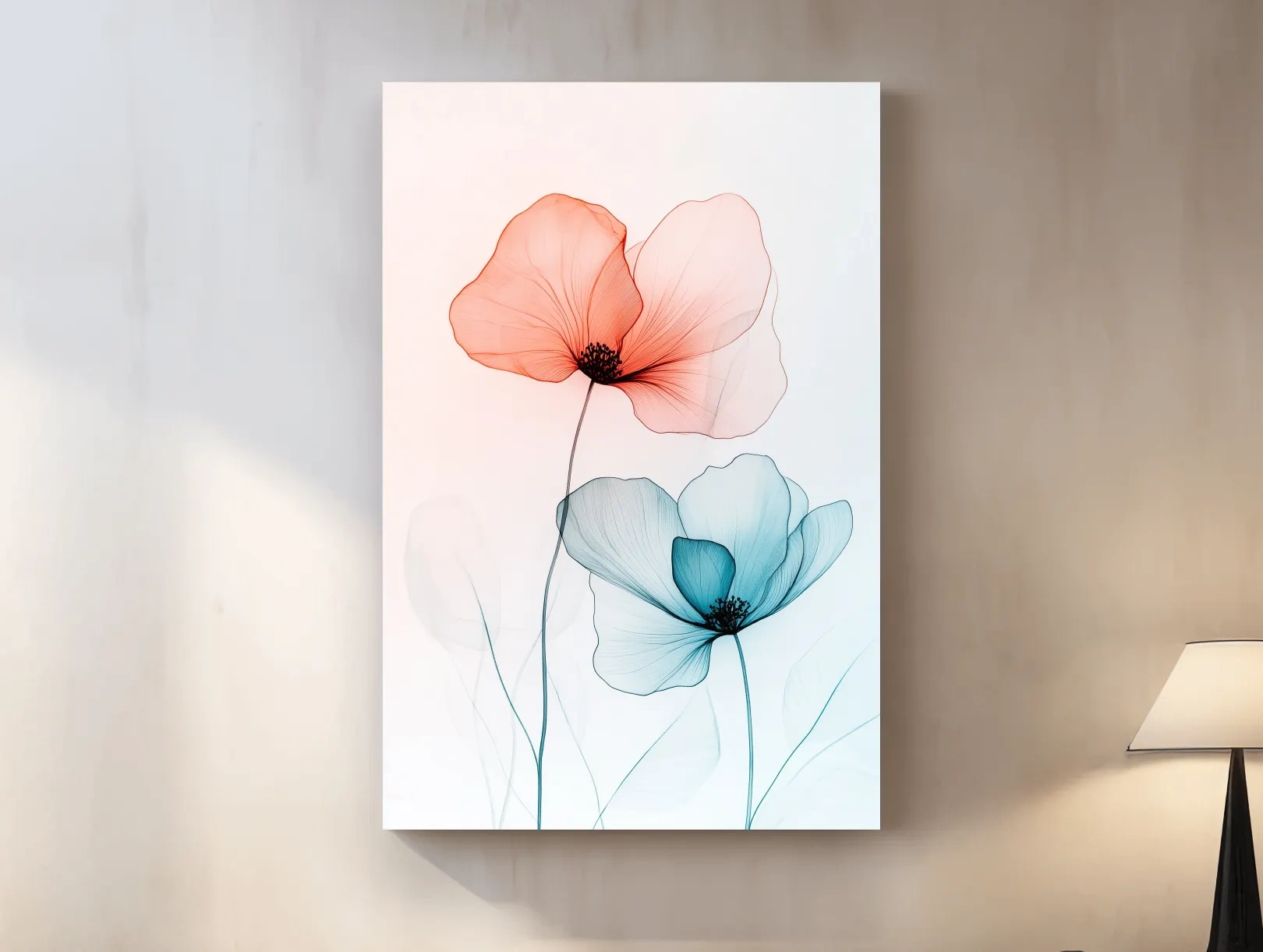 Minimalist Poppy Watercolor Print - Modern Botanical Floral Wall Art