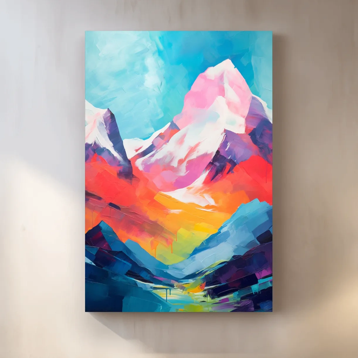 Colourful abstract mountain painting