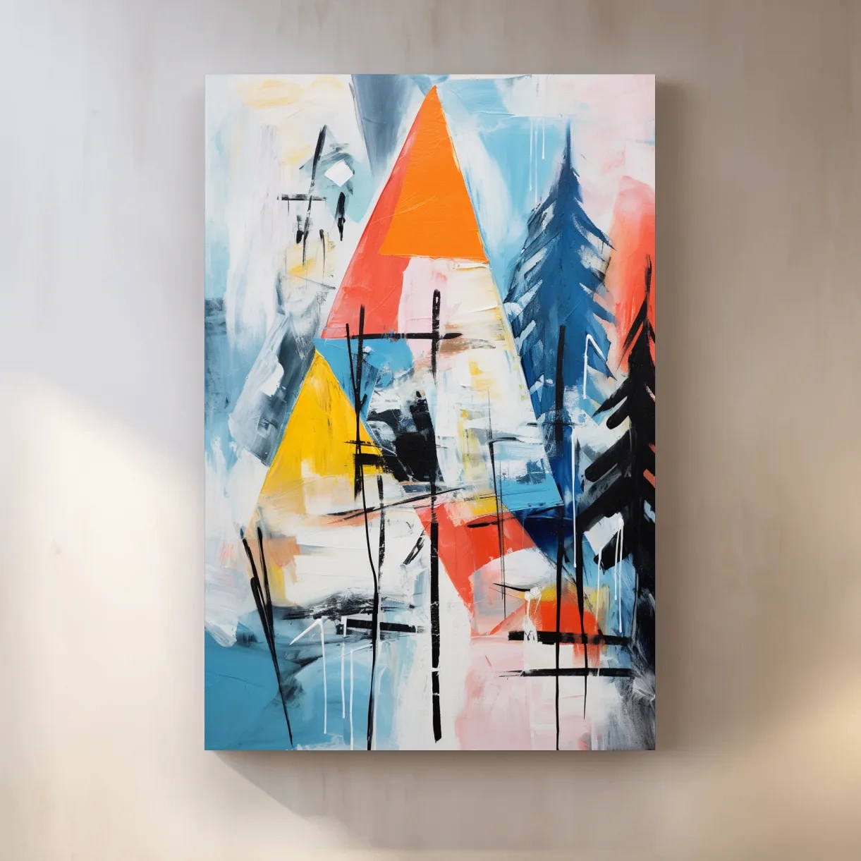 Abstract dripping mountain painting