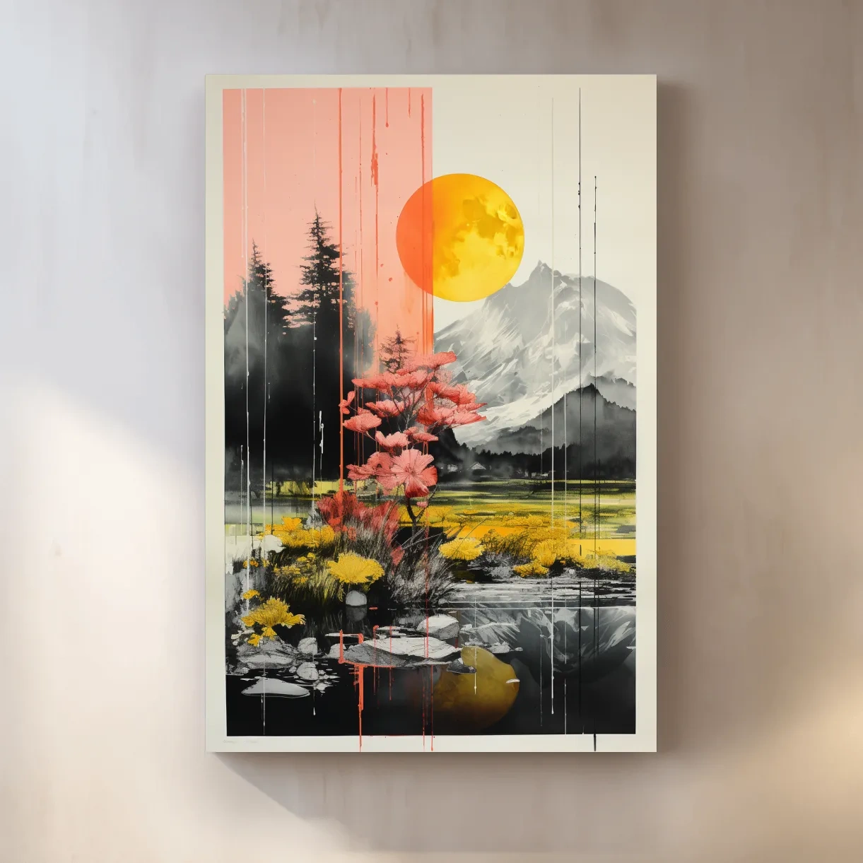 Colorful alpine flowers, illustrative artwork