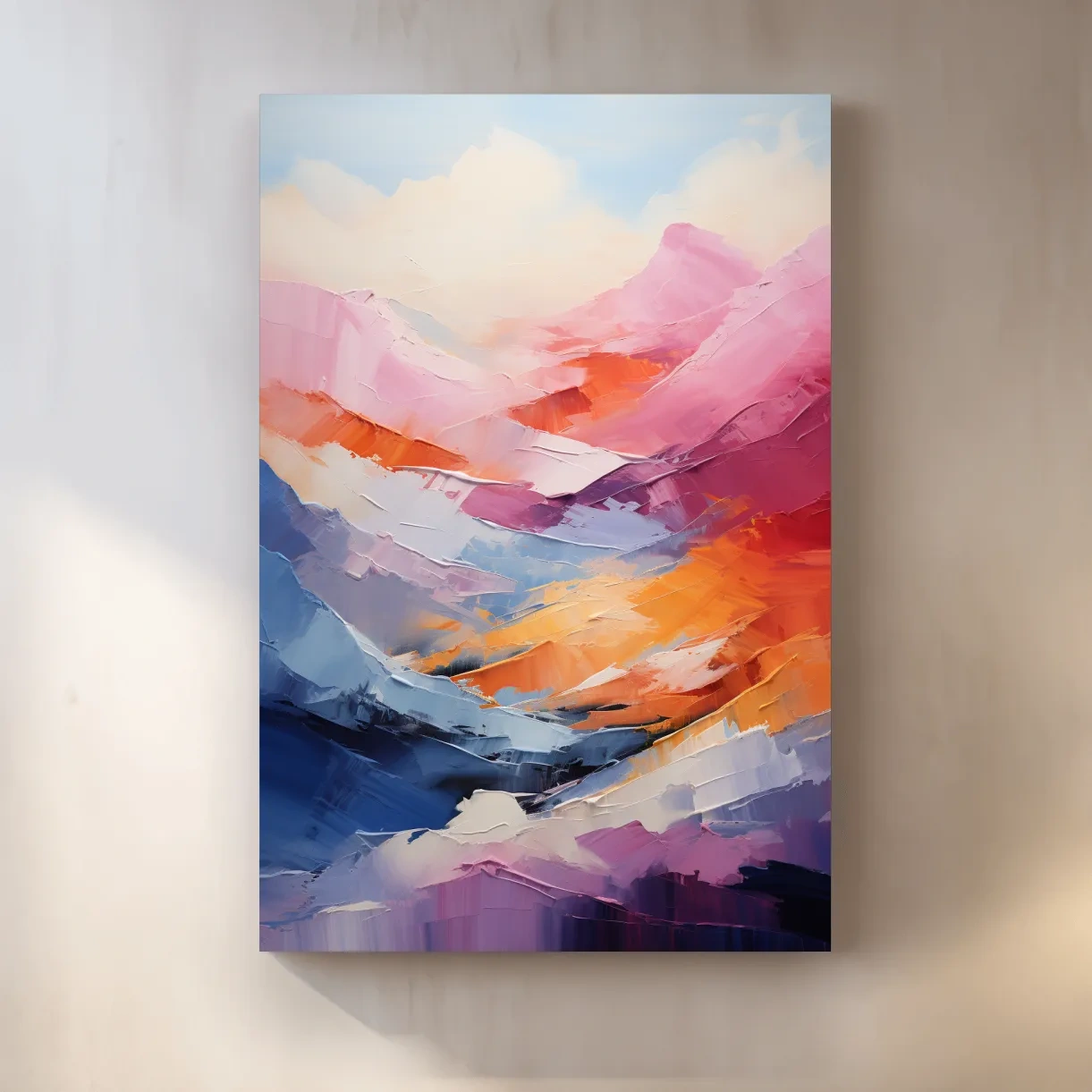 Abstract oil painting representing mountains