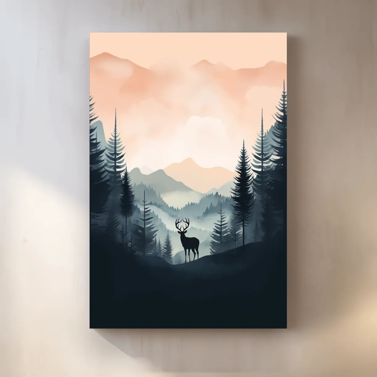 Silhouette of a deer, pastel illustration