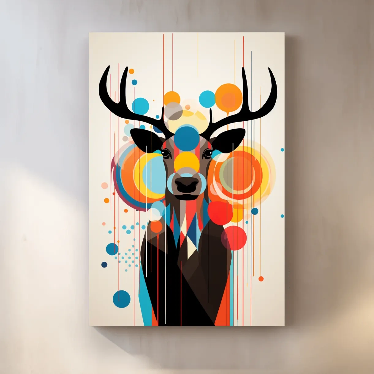 Abstract deer illustration, mid century style art