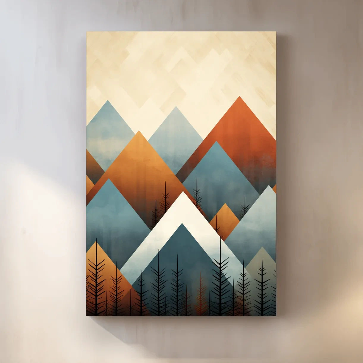 Geometric triangular mountain patterns - mid century style art