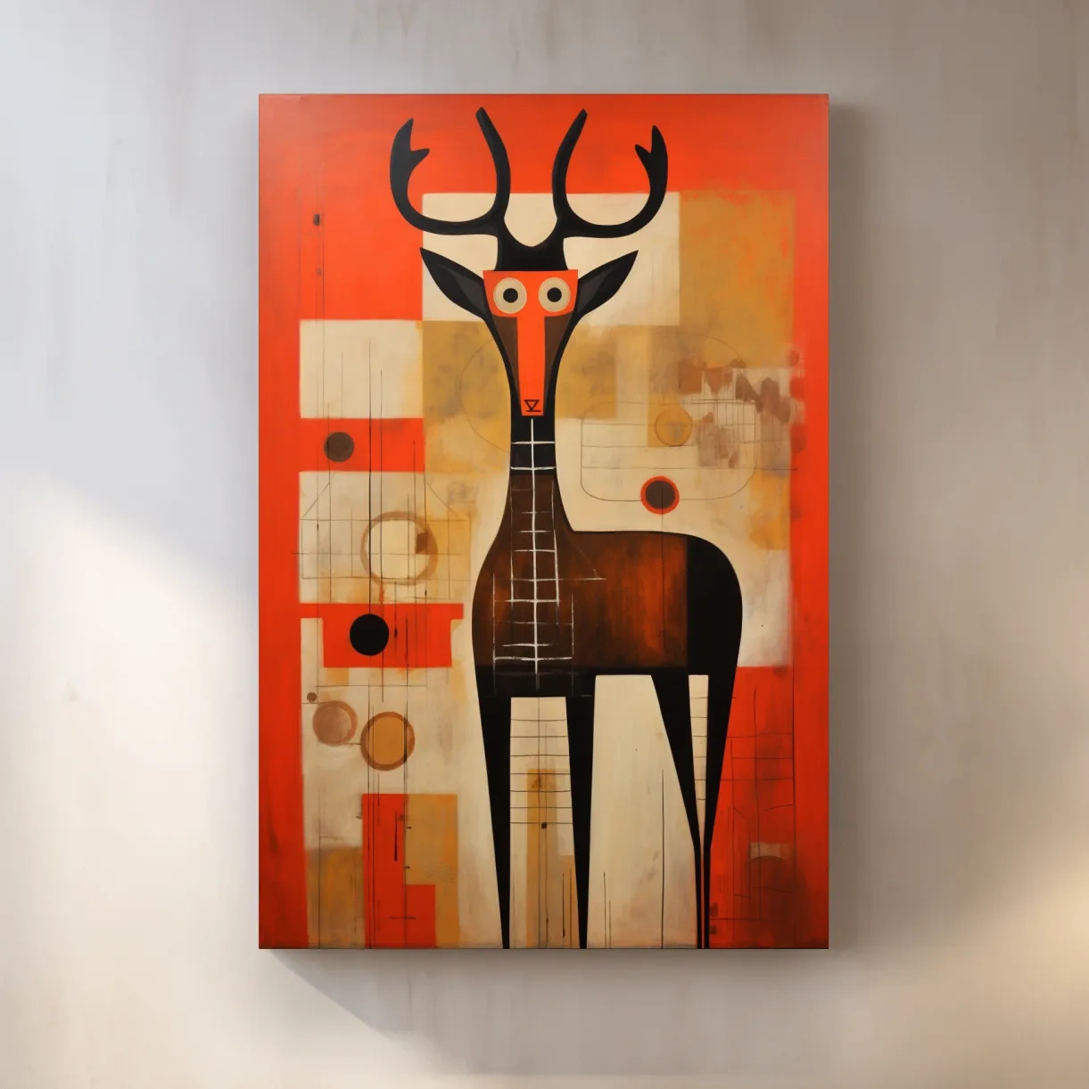 Funny quirky painting of a cartoon style deer