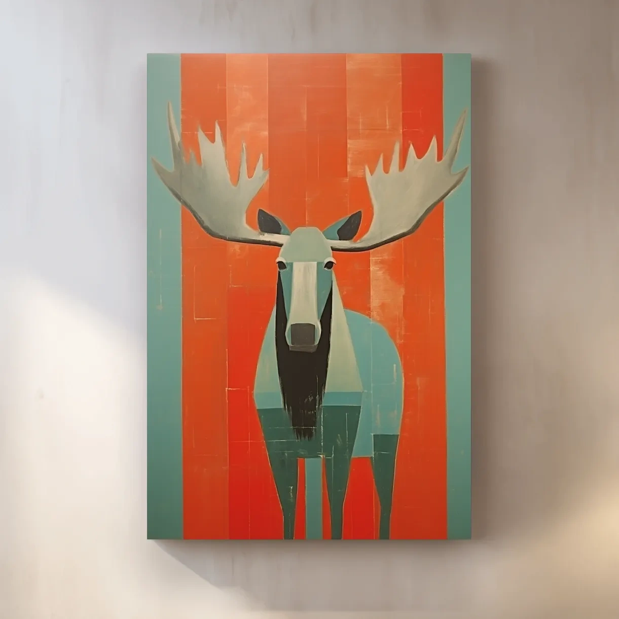 Rustic painting of a moose on wood