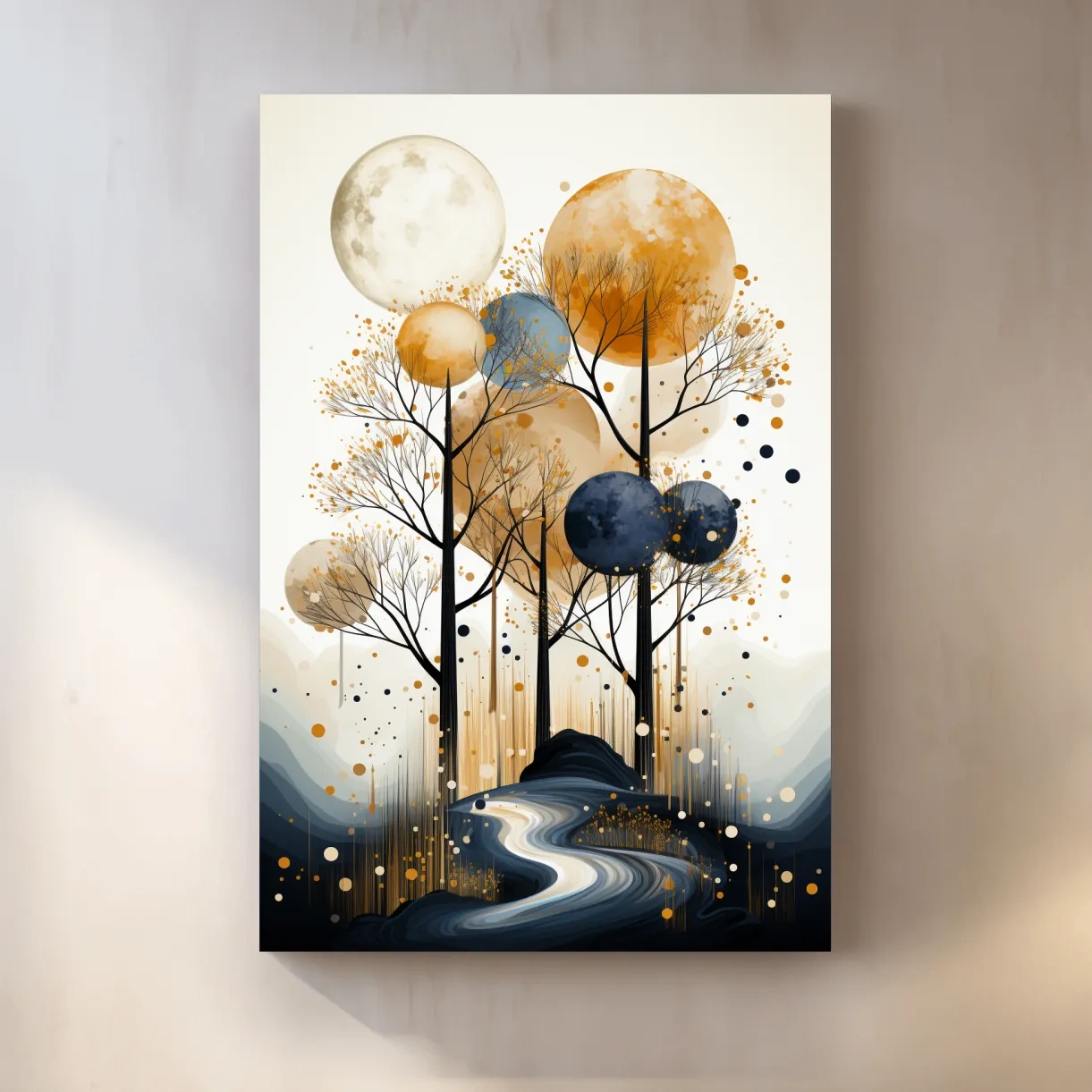 Chic boho style art of surreal trees