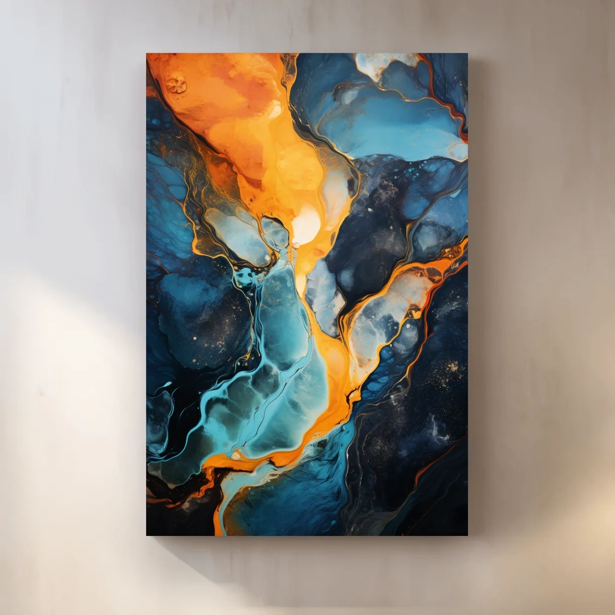 Vibrant Fluid River Abstract Painting - Alcohol Ink Style Wall Art