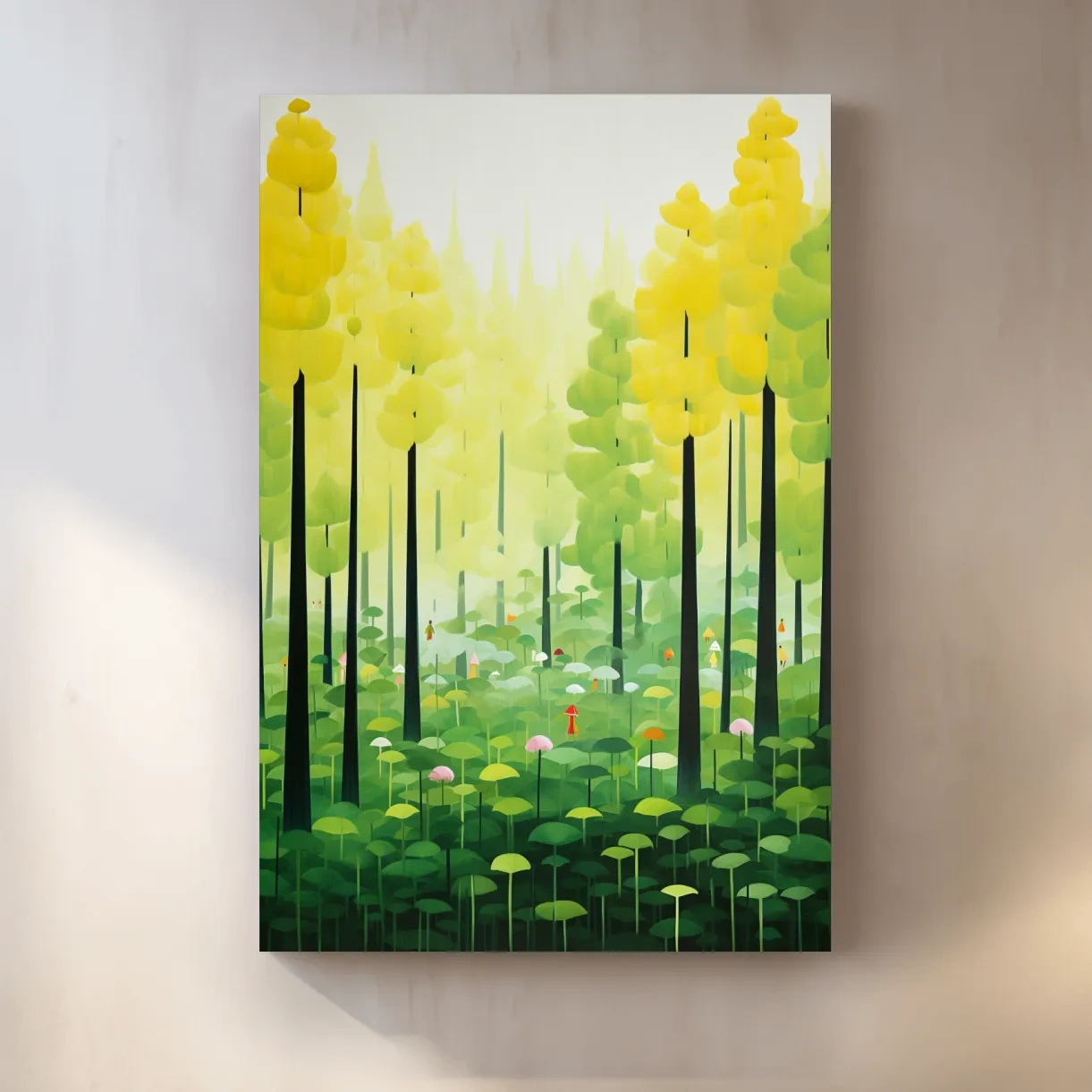 Whimsical Colorful Forest Painting - Surreal Botanical Wall Art