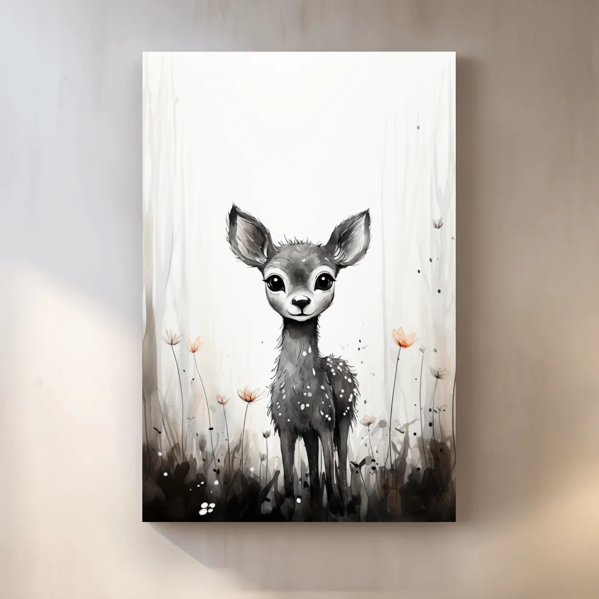 Cute baby deer, simple watercolor illustration drawing art
