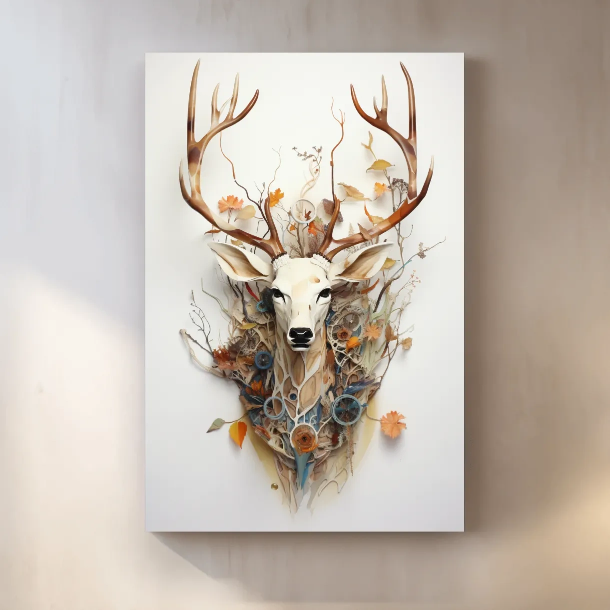 Ornate floral deer head collage style art