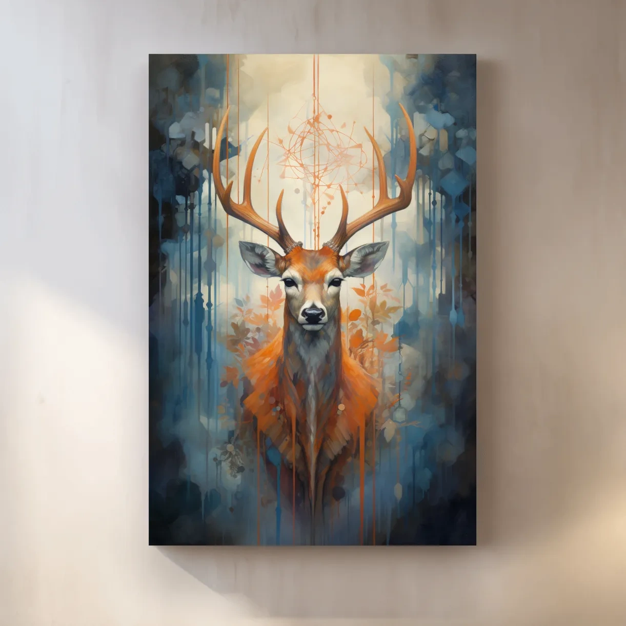 Abstract painting of a majestic deer head