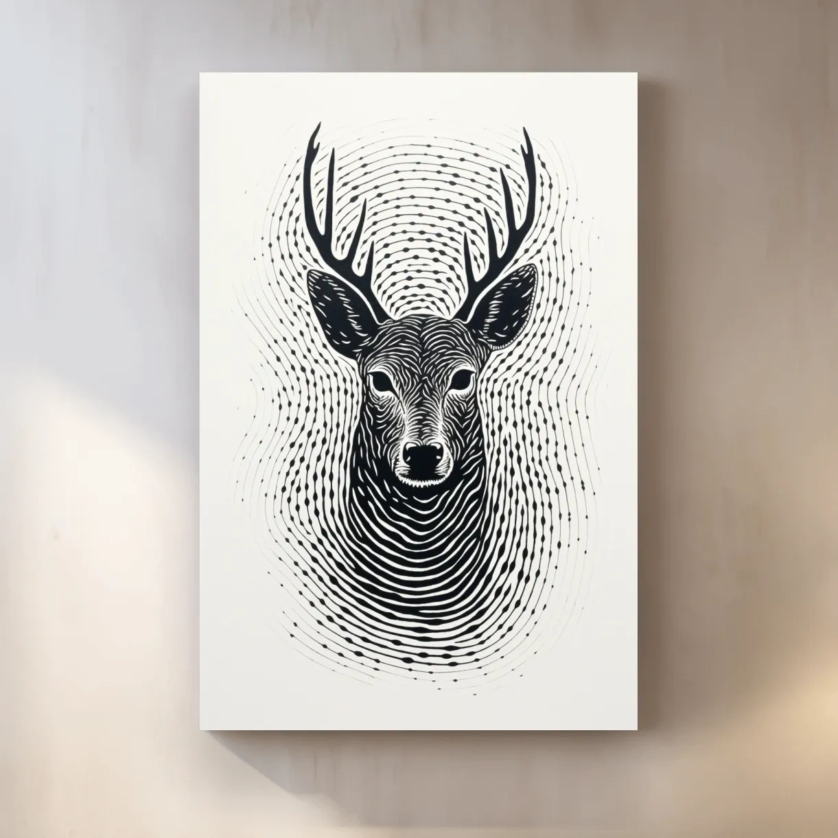 Abstract fingerprint swirling art drawing of a deer head