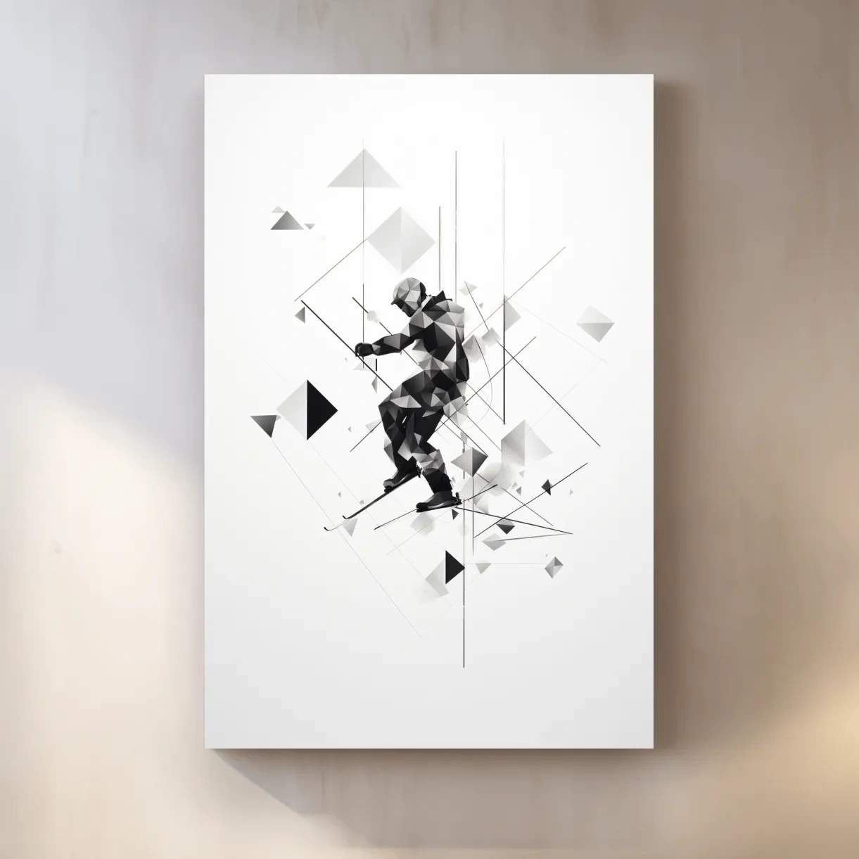 Abstract geometric painting of a skier