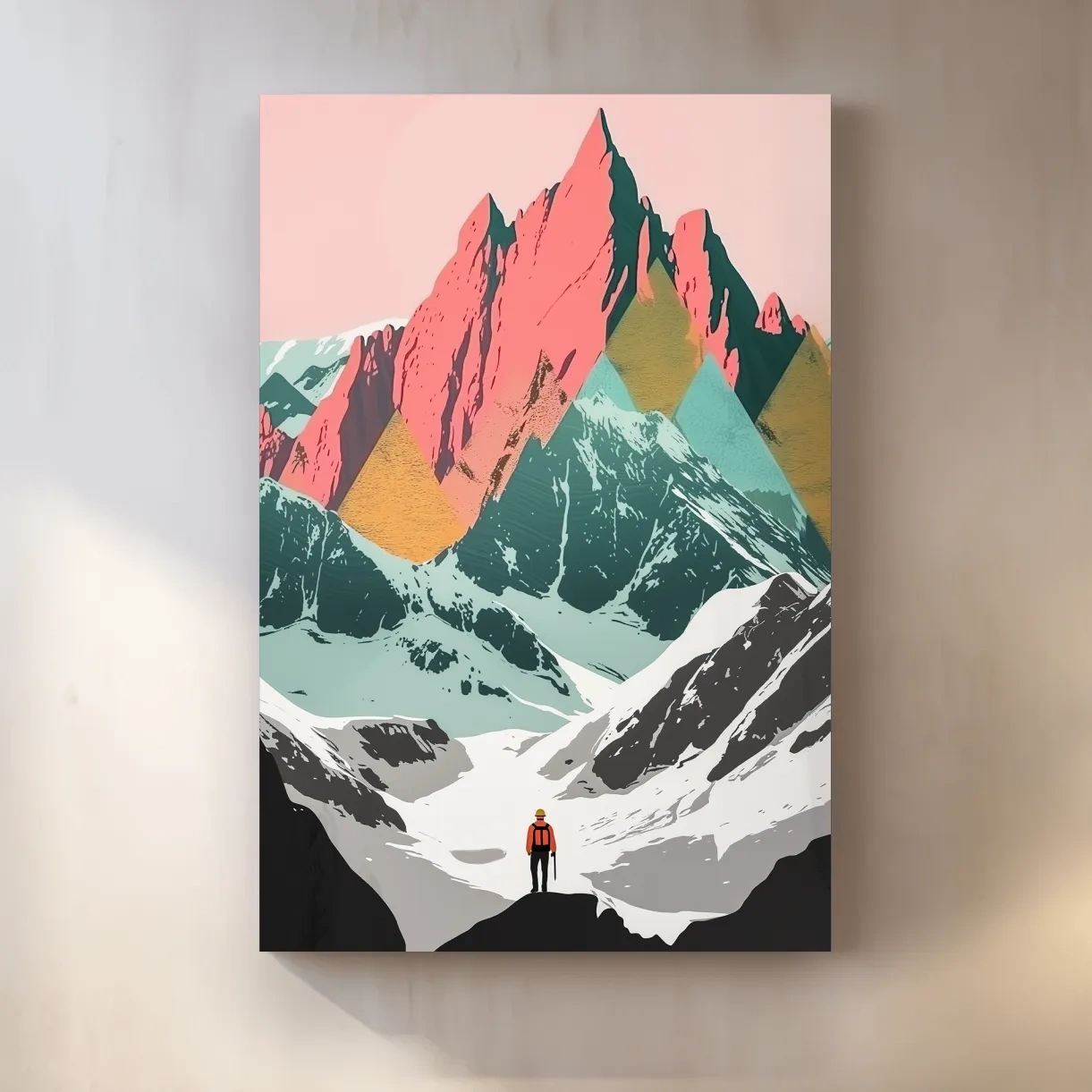 Vibrant Alpine Peaks Illustration - Colourful Mountain Wall Art