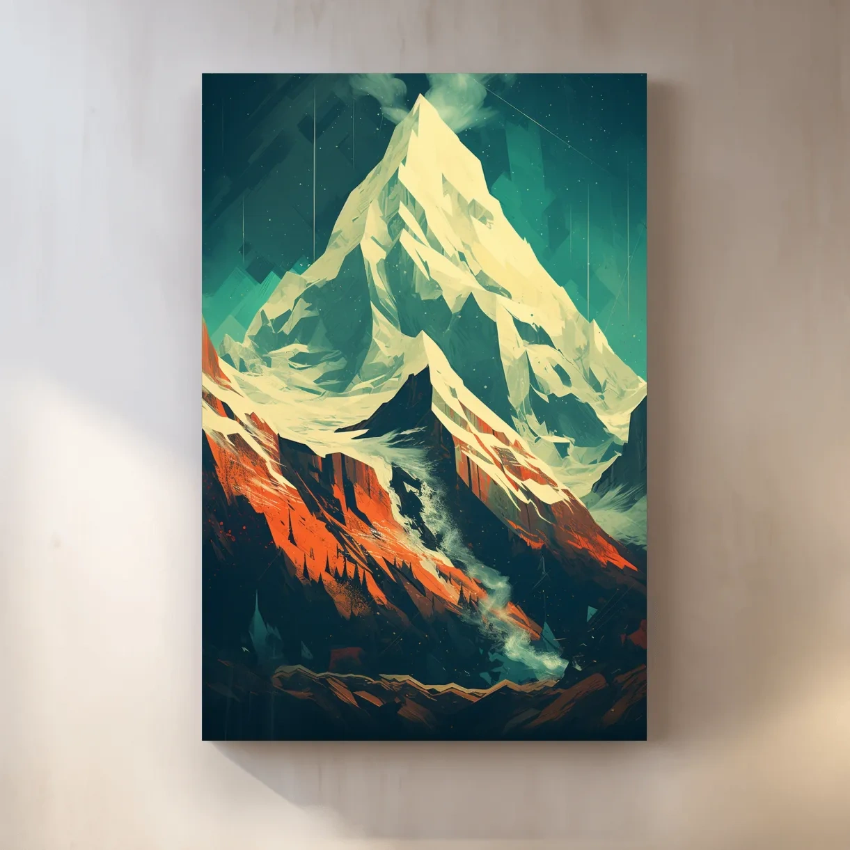 Retro style mountain glacier art poster