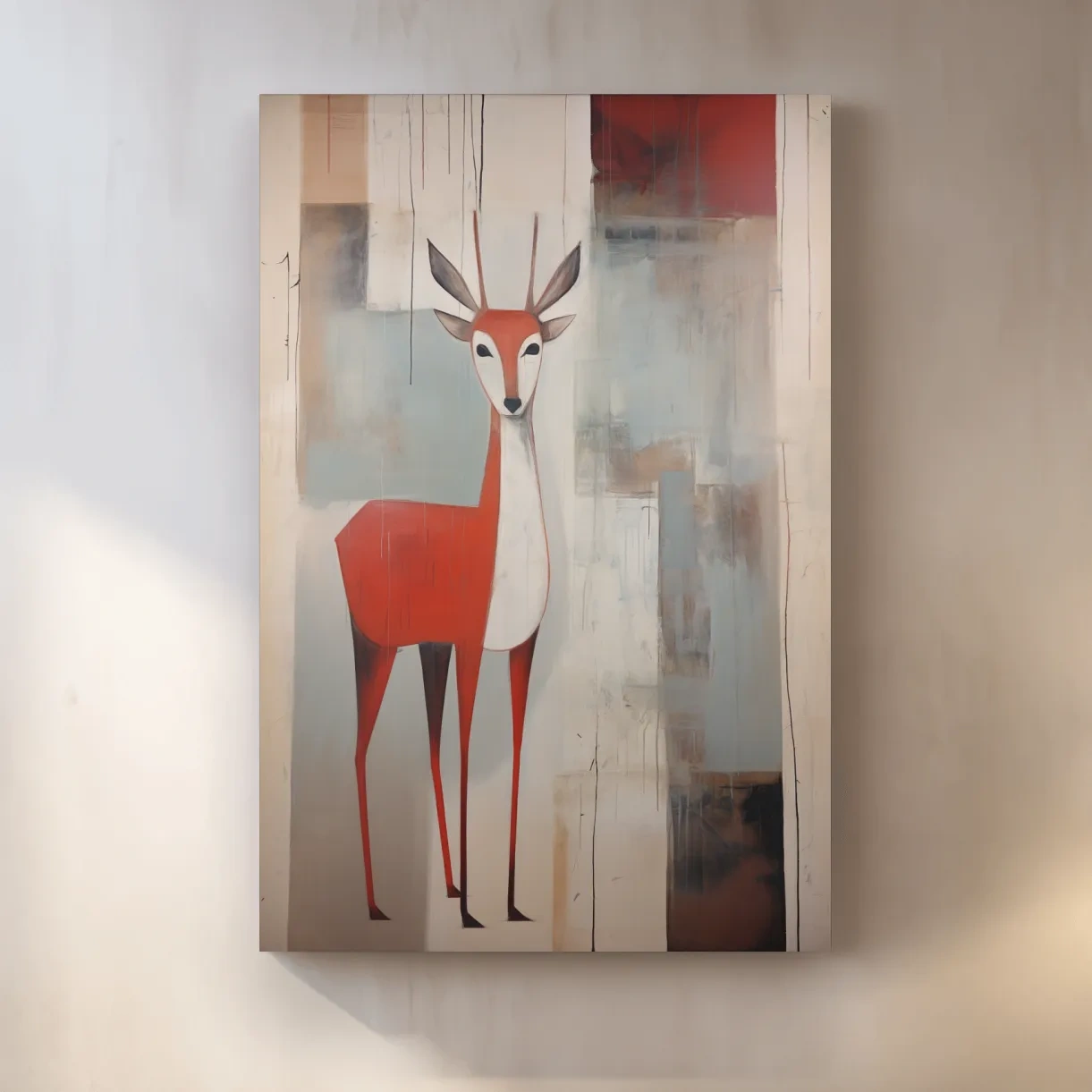 Rustic expressionist painting of a deer