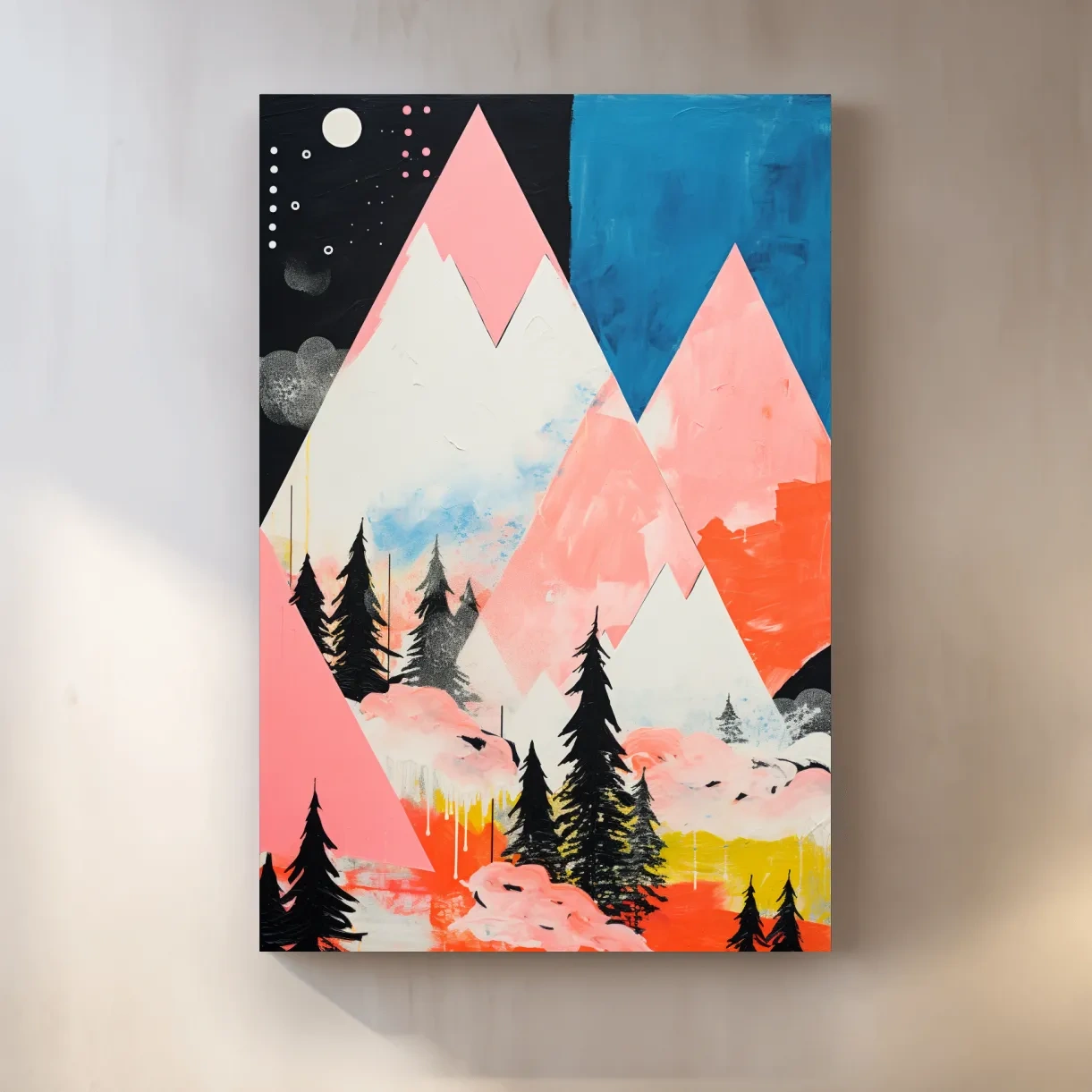 Simple geometric and abstract mountain painting