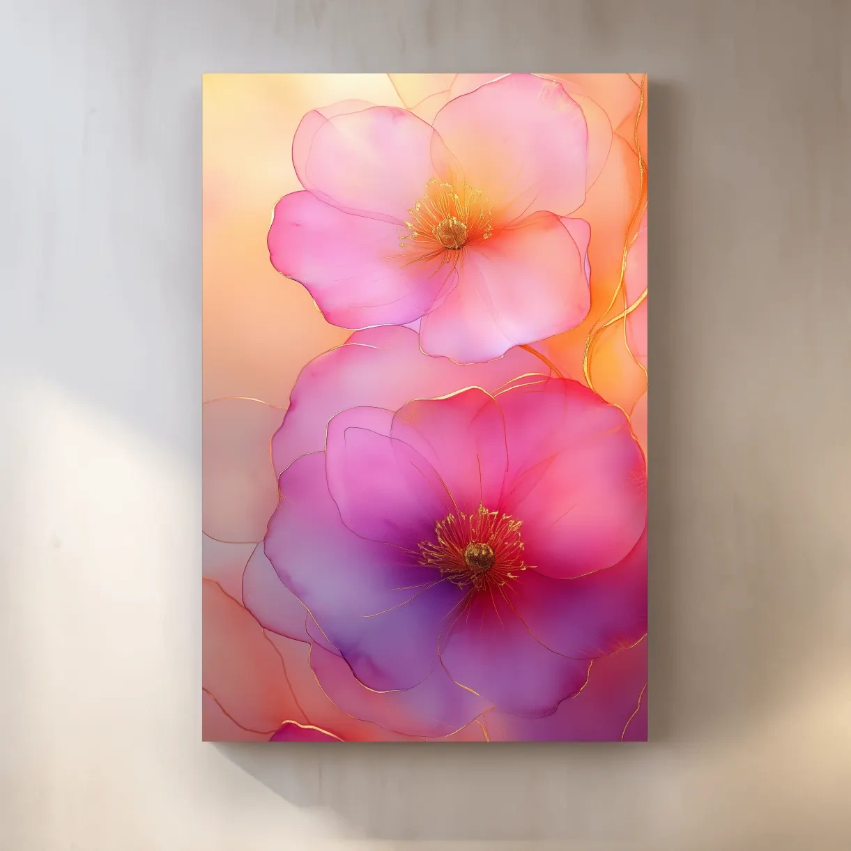 Watercolour painting wall art of poppy flowers