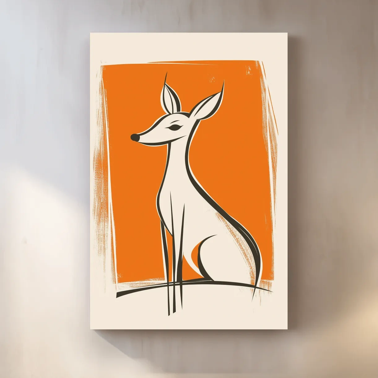 Fun caricature wall art print of a cartoon deer
