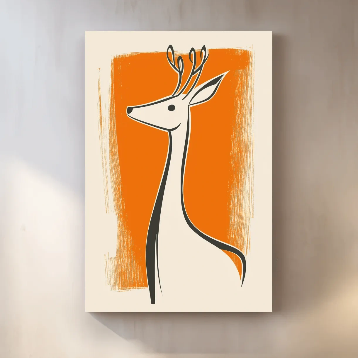 Minimalist Deer Caricature Illustration - Modern Wildlife Wall Art