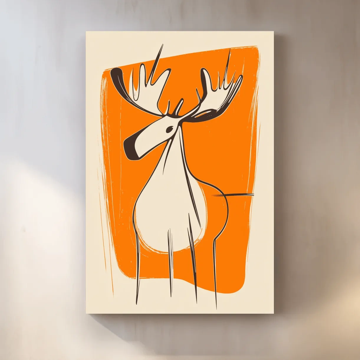 Fun caricature wall art illustration of a cartoon moose