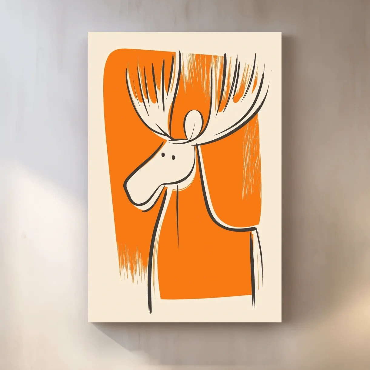 Caricature wall art print of a cute cartoon moose