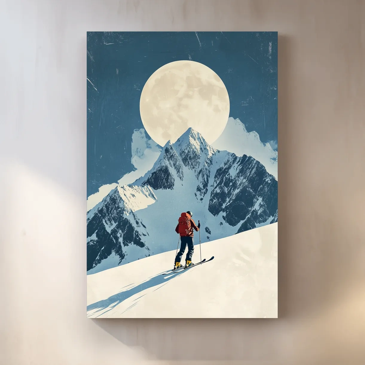 Retro style ski poster wall art