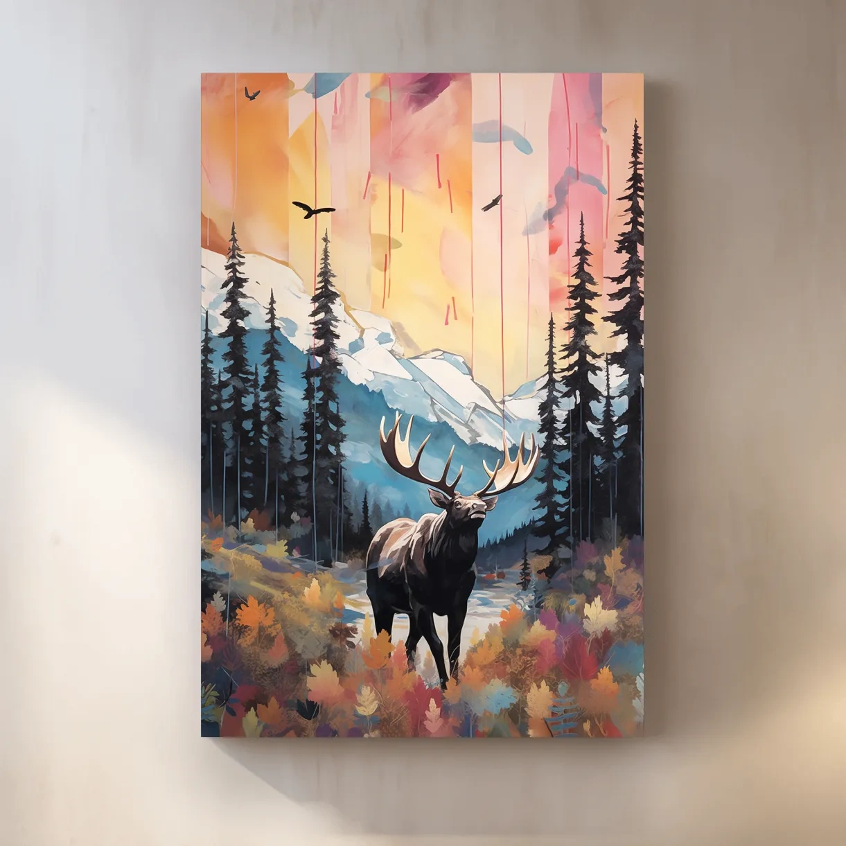 Abstract painting of a majestic moose