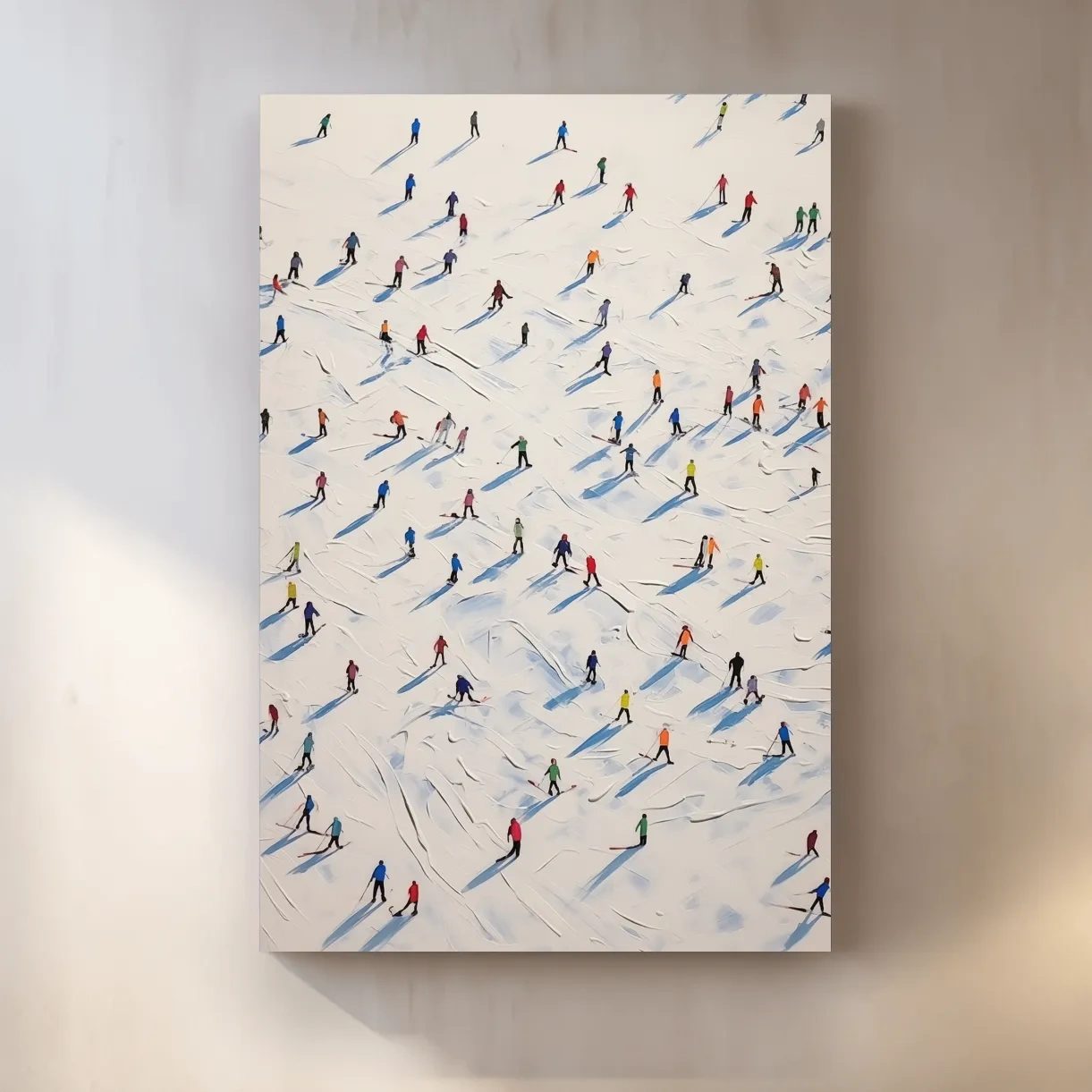 Colorful Skiers On Snowy Slopes - Modern Minimalist Winter Sports Wall Art