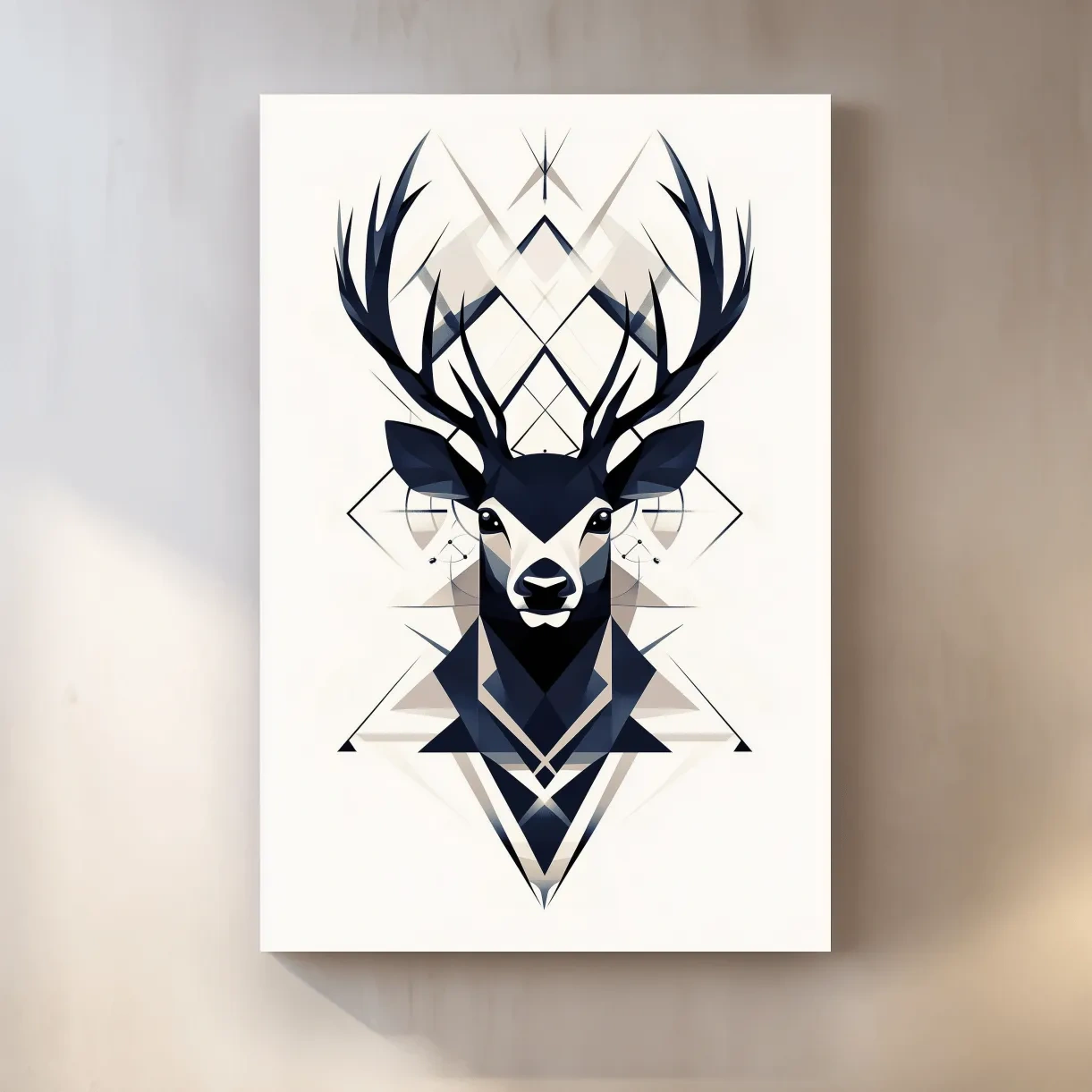 Deer head illustration print, ornate tribal style wall art