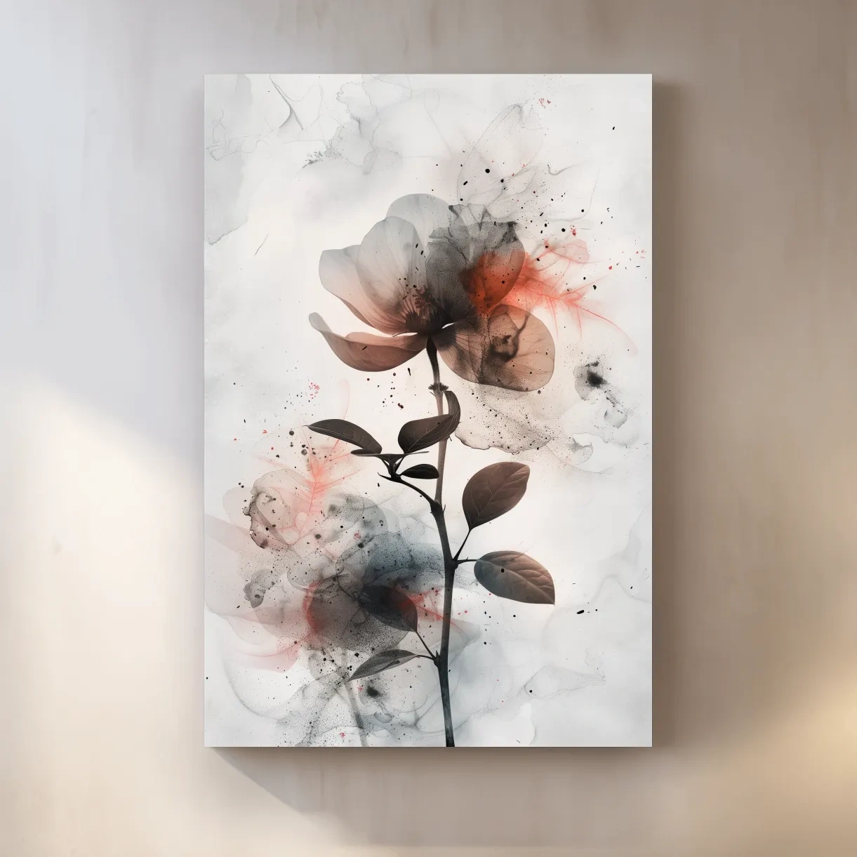 Abstract flower painting artwork, floral wall art