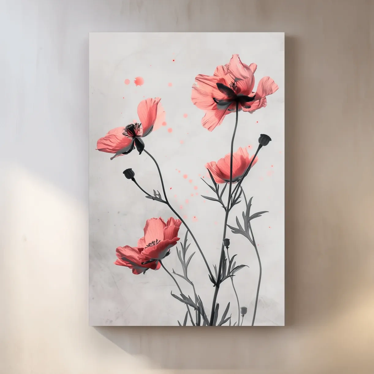 Poppy Flowers Watercolor Illustration - Minimalist Botanical Wall Art